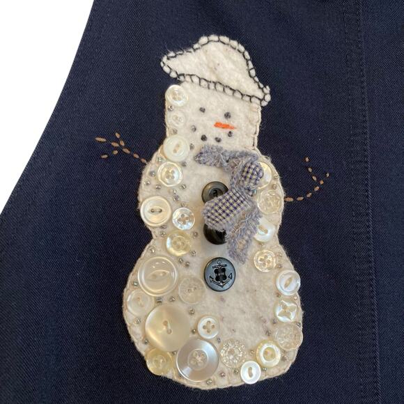 Y2K Faded Glory Navy Blue Button Embellished Snowman Overall Dress Size Large - Picture 7 of 16